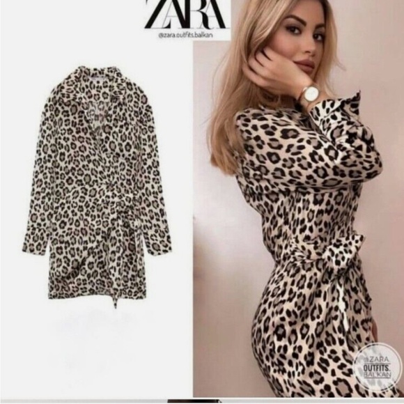 Zara Mini Leopard Print Wrap Dress Bloggers Fac - Picture 4 of 8